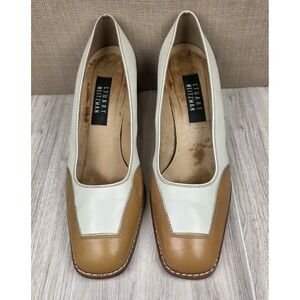 Stuart Weitzman Women's Two Tone Brown Cream Leather Spectator Heels Size 9.5B